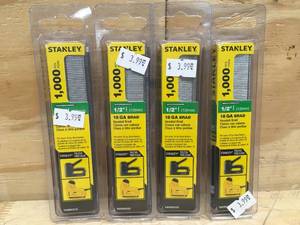 lot 51 image: Lot of 4 - Stanley 12 18 GA Brad Nails (1,000 per pack)