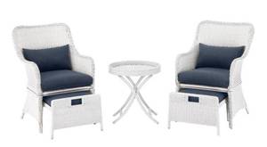 lot 7 image: HAMPTON BAY Garden Hills 5-Piece Wicker Outdoor Chat Set with CushionGuard Sky Blue Cushions