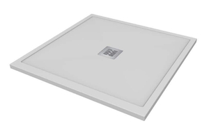 lot 139 image: CASTICO 36 in. L x 36 in. W x 1.125 in. H Solid Composite Stone Shower Pan Base with Center Drain in White Sand (Retails for $309)