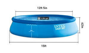 lot 12 image: Intex Easy Set 15 Ft x 42 inch inflatable pool with filter pump