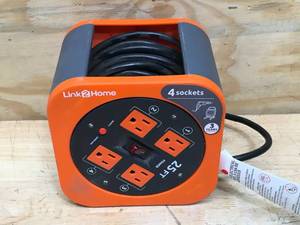 lot 15 image: Link 2 Home 4 socket 25 FT cord reel extension cord