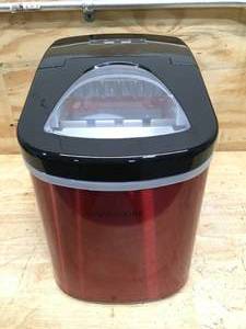 lot 163 image: Frigidaire Portable Counter Top Ice Maker in Red Stainless Model # EFIC117-SSRED