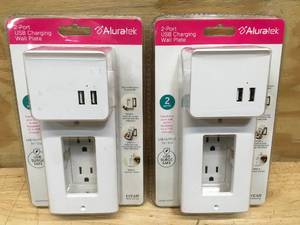 lot 169 image: Lot of 2 - Aluratek 2-port USB charging wall plate