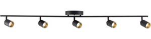 lot 188 image: LED Track Fixture 7W Five Bulb Fixed Rail Ceiling Lighting with Rotating Heads 3000K Modern Interior Spotlight for Kitchen Art and Living Room, 2450 Lumens, 5, Black