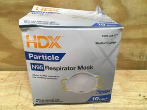lot 194 image: HDX N95 Respirator Masks Size MediumLarge 10 Pack