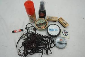 lot 8 image: Used BootShoe Polish, Strings and brushes