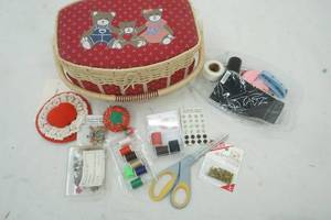 lot 24 image: Small Sewing Kit in Basket