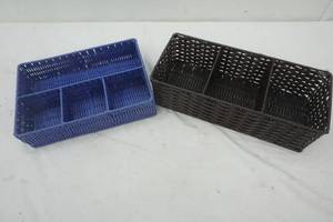 lot 31 image: Blue and Black Wicker organizers