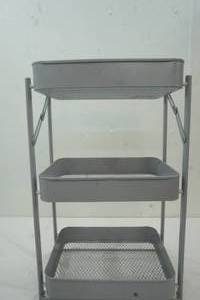 lot 58 image: Gray Metal Square Three tier storage baskets 28.5 Tall