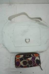 lot 114 image: Dooney & Bourke White Purse and Coach Wallet