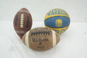 lot 202 image: Basketball, Two Footballs