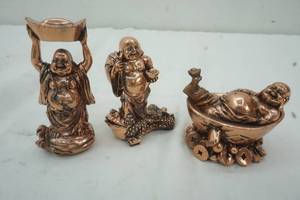lot 224 image: Three Finished Copper Buddha Figures 3
