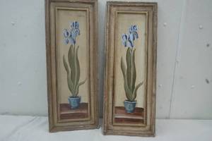 lot 231 image: Distressed frame flower paintings