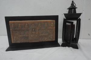 lot 232 image: Pier 1 Buddha Stone and a Candle Lamp