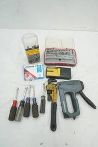 lot 333 image: Hand Tools, Stapler, Socket wrenches, pipe wrench and more