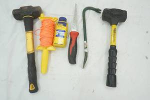 lot 345 image: Tools, Rubber hammer, sludge hammer and more