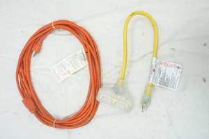 lot 374 image: Orange Extension cord and adapter