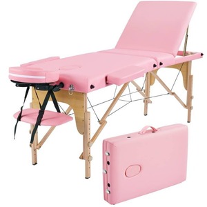 lot 218 image: Yaheetech new in box pink massage table and chair