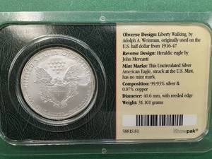 2008 American Silver Eagle, Uncirculated in Littleton Pkg