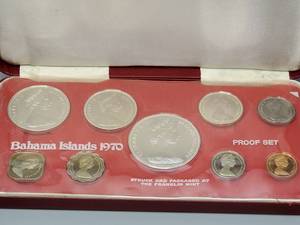 Bahamas Official Proof Set 9 Coins 1970 Mint Case COA, with 2.8723 troy oz Actual Silver, Orig Mint Pkg