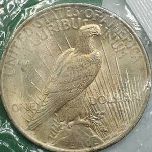 1922 Silver Peace Dollar, AU in Sealed Littleton Pkg