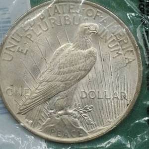1923 Silver Peace Dollar, AU in Sealed Littleton Pkg