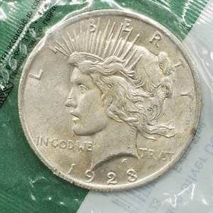 1923 Peace Silver Dollar, XF, in Sealed Littleton Pkg