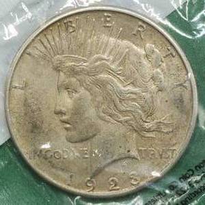 1923-S Peace Silver Dollar, XF, in Sealed Littleton Pkg
