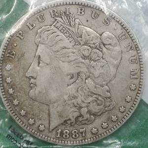 1887-O Morgan Silver Dollar, Fine, in Sealed Littleton Pkg