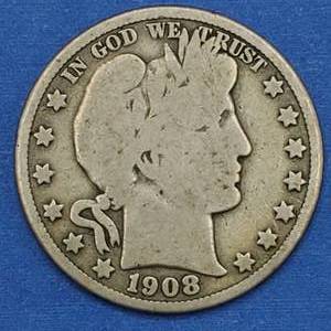 3 Barber Half Dollars - 1908-O, 1911-S & 1915-S