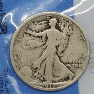 1917 Walking Liberty Half Dollar, VG in Sealed Littleton Pkg
