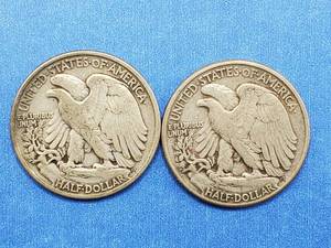 2 Walking Liberty Half Dollars --see photos