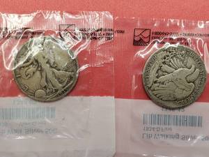 2 Walking Liberty Half Dollars--1934-D, Fine & 1935 VG