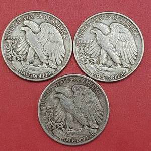 1946, 1946 & 1947-D (3) Walking Liberty Half Dollars