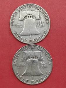 1953-D & 1957-D Franklin Half Dollars