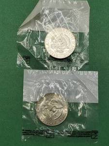 1964 & 1964-D Uncurculated Kennedy Half Dollars in Sealed Littleton Pkg, 90% Silver