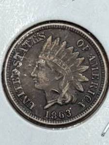 6 Indianhead Cents, includes an 1863 with full Liberty