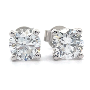 2.00 Carat Diamond Round Brilliant Cut Solitaire Stud Earrings in 14k White Gold $3,999 Retail