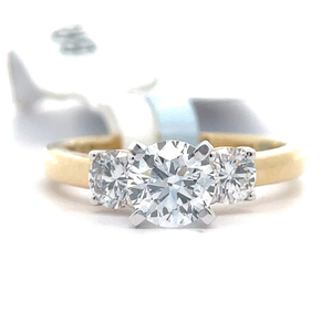 1.50 Carat Diamond Three-Stone Ring in 14k Two-Tone Gold $3,099 Retail