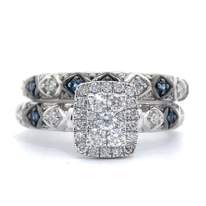 Fancy Blue & White Natural Diamond Two-Piece Bridal Ring Set in White Gold $2,330 Retail
