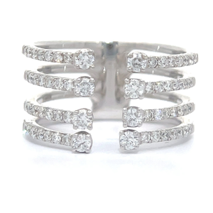 0.70 Carat Diamond Multi-Row Open Cuff Stacked Ring in 14k White Gold