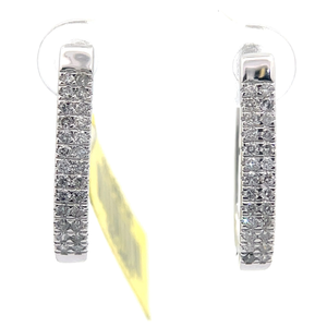 0.50 Carat Diamond Small Oblong Hoop Earrings in White Gold