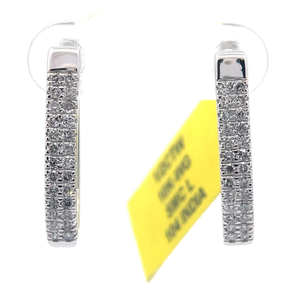 0.50 Carat Diamond Small Oblong Hoop Earrings in White Gold