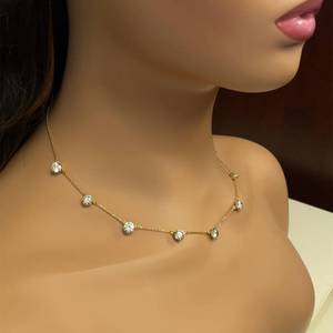 9.50 Carat Diamond Station Necklace in 14k Yellow Gold $15,950 Retail