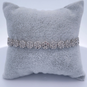 7.00 Carat Natural Diamond Flower Cluster Tennis Bracelet in White Gold $12,750 Retail