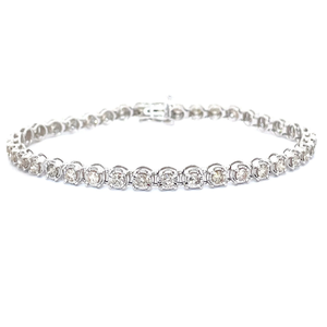 3 Carat Diamond Round Link Tennis Bracelet in White Gold