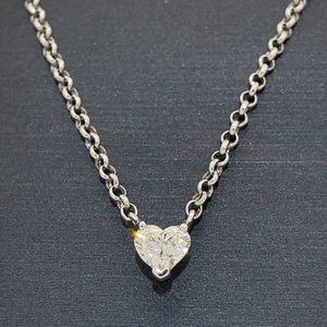 Diamond Heart Solitaire Necklace in 14k White Gold