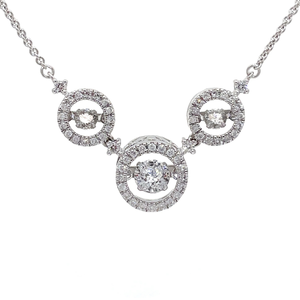 0.50 Carat Diamond Triple Chandelier Halo Necklace in 14k White Gold