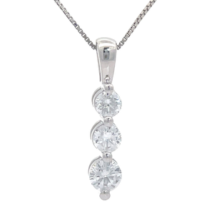 0.50 Carat Diamond Three-Stone Linear Pendant in White Gold