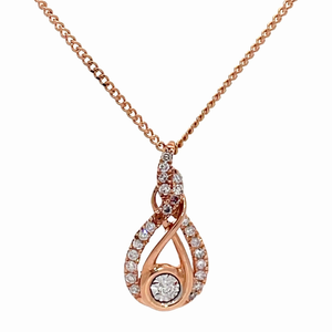 Diamond Infinity Love Knot Swirl Pendant Necklace in Rose Gold